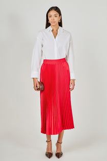 Red Sunburst Pleated Skirt