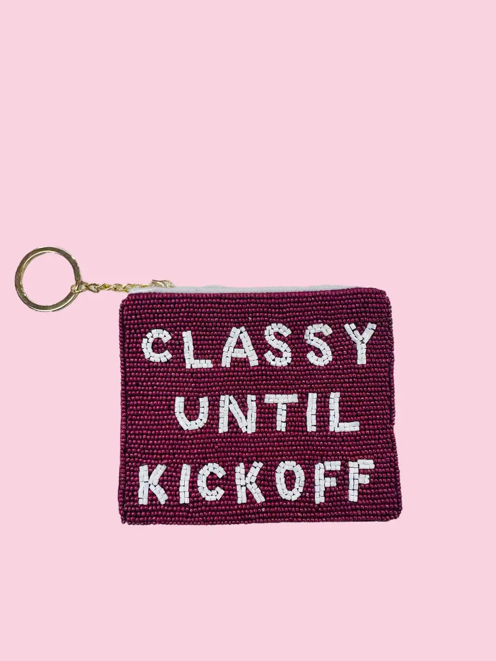 Maroon Game Day Beaded Coin Purse