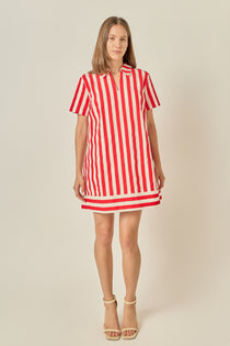 Red Stripe Shirt Dress
