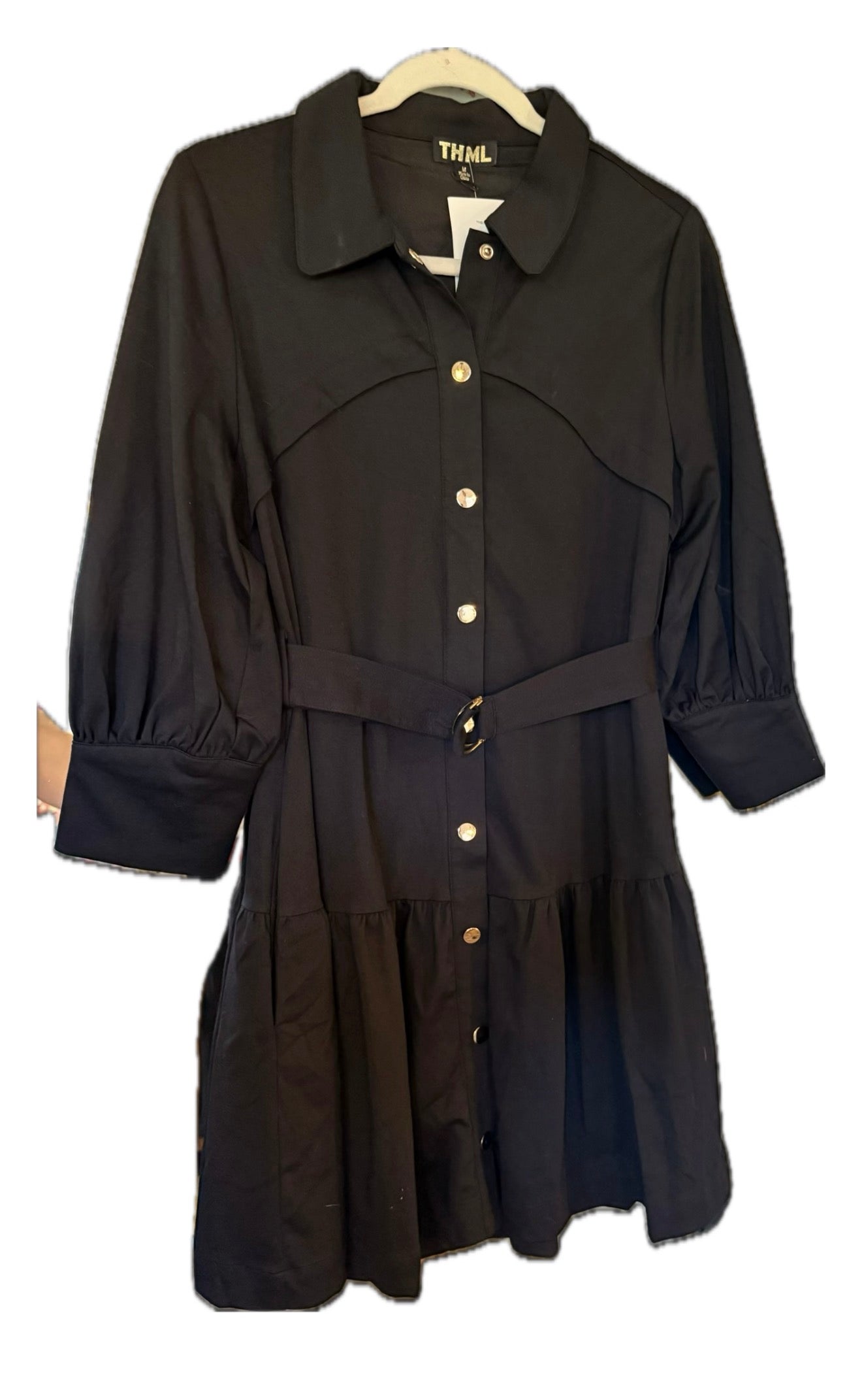 Black Button Shift Dress