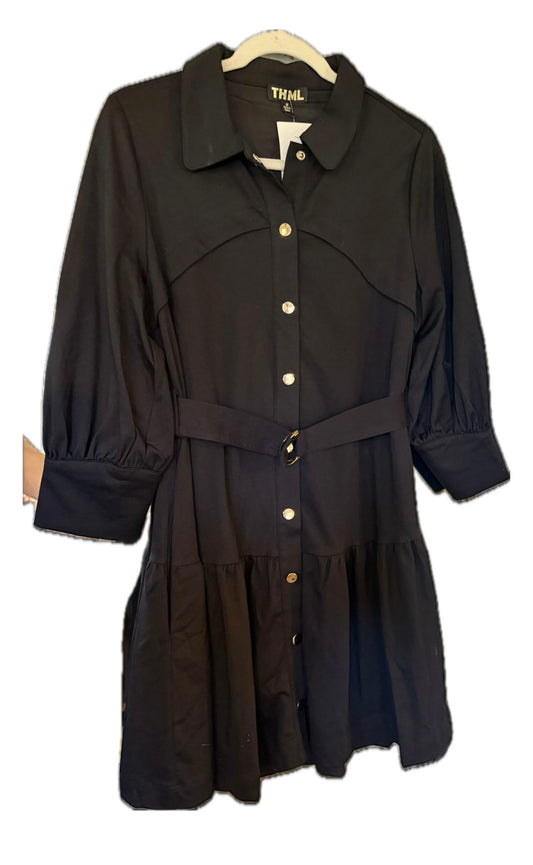 Black Button Shift Dress