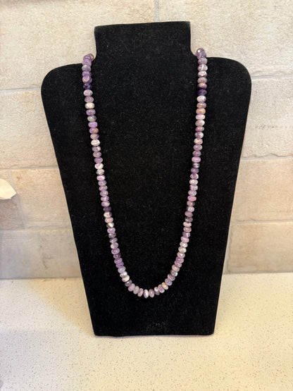 Long Pink or Purple Natural Stone Necklace