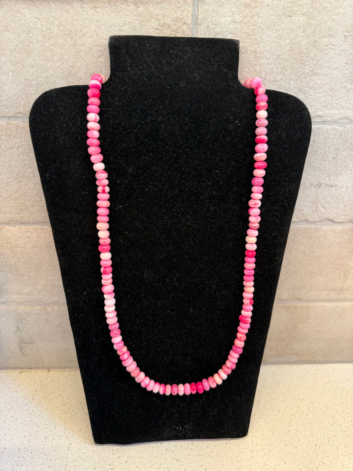 Long Pink or Purple Natural Stone Necklace