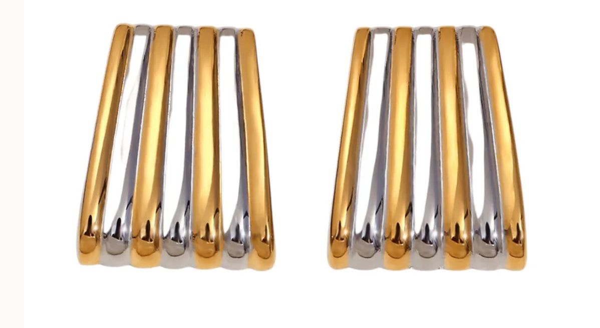 Mixed Metal Stripe Earrings