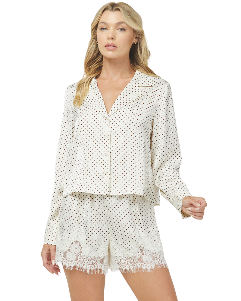 Cream Polka Dot Button Blouse