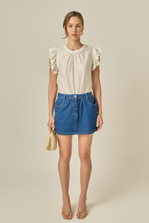 Ruffle Denim Skort