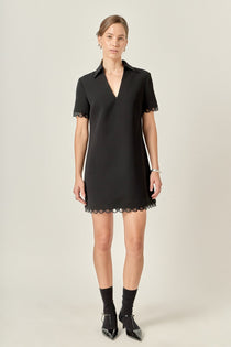 Black Bow Scallop Hem Mini Dress