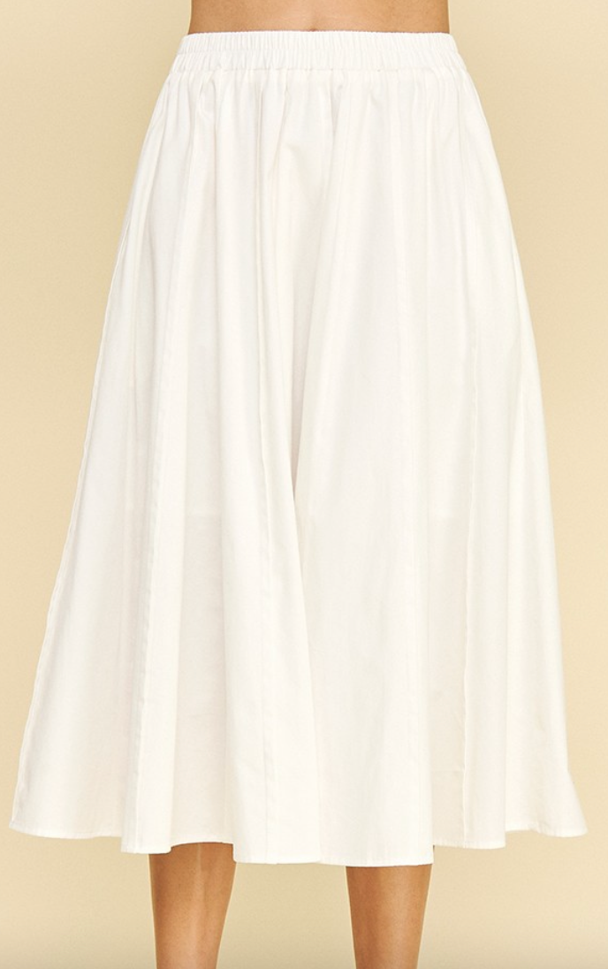 White Pinch Midi Skirt