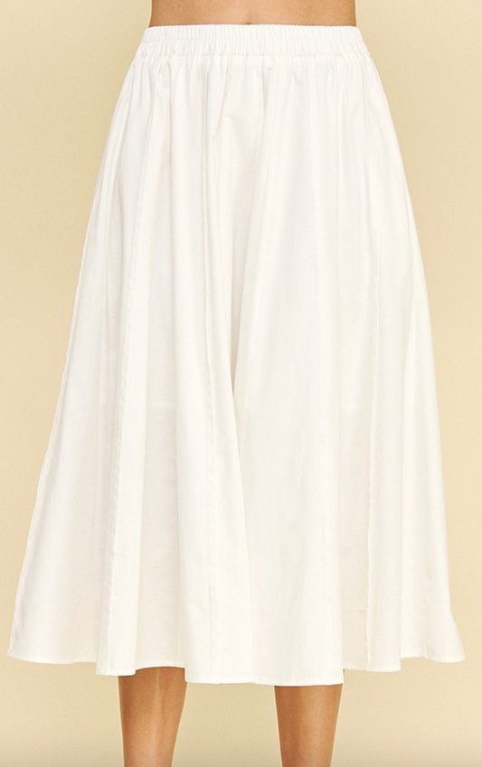 White Pinch Midi Skirt