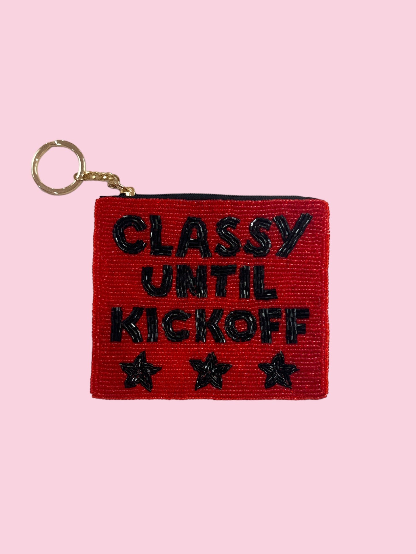 Red/Black Game Day Beaded Coin Purse