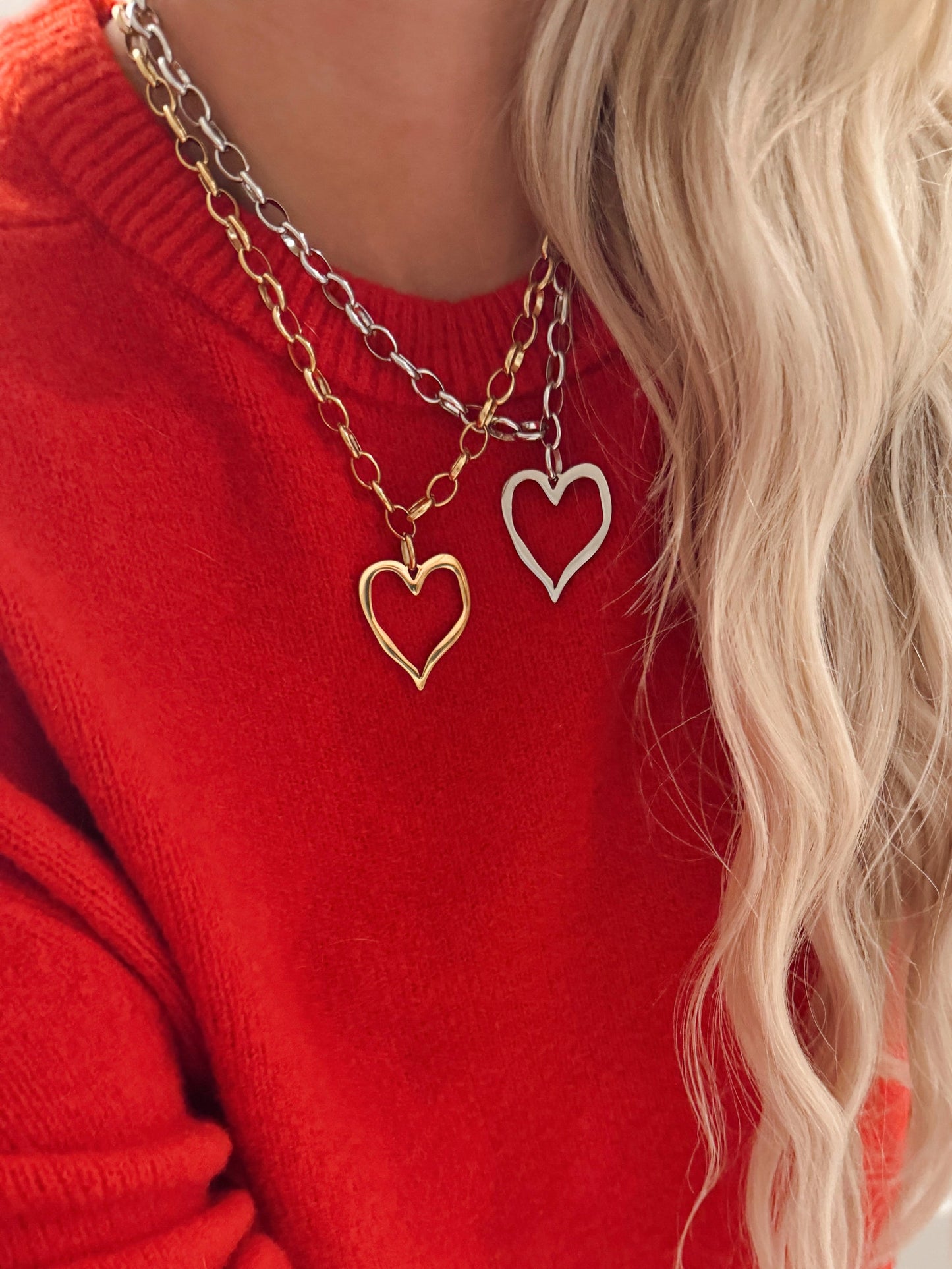 Gold Large Open Heart Necklace