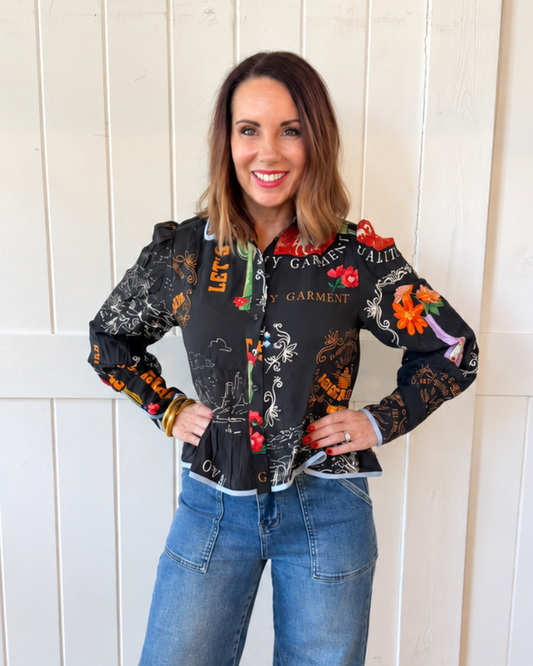 Black Western Theme Top