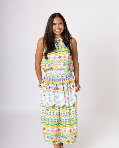 Geometric Print Sleeveless Blouse