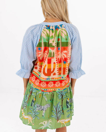 Multi Pattern V-Neck Dress