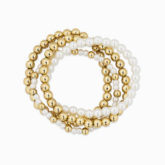 Pearl Mix Stretch Beaded Bracelet Set of 4