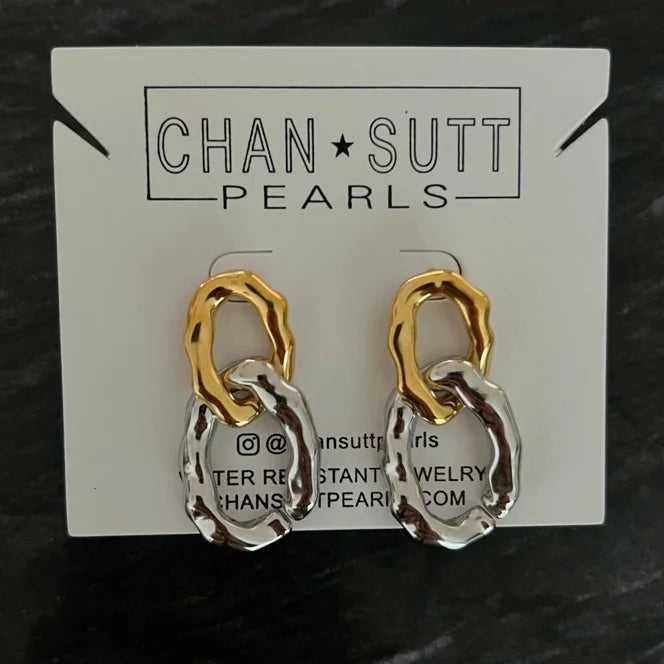 Gold and Silver Chain Earring