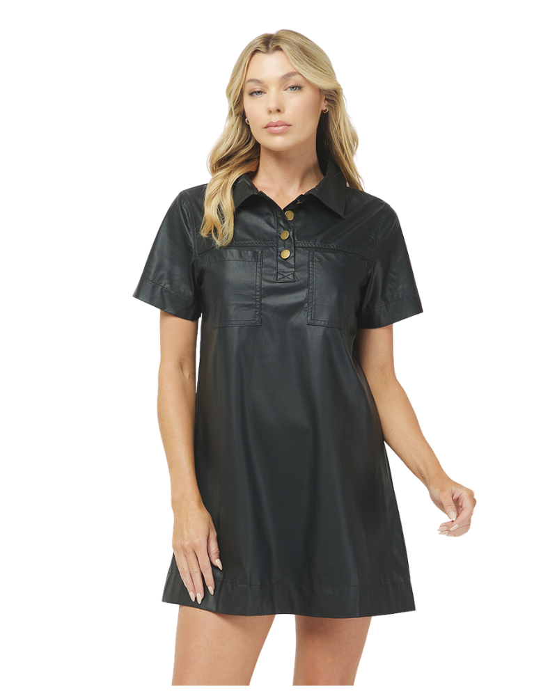 Black Faux Leather Dress