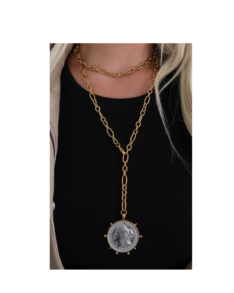 Two Toned Wrap Around Coin Necklace