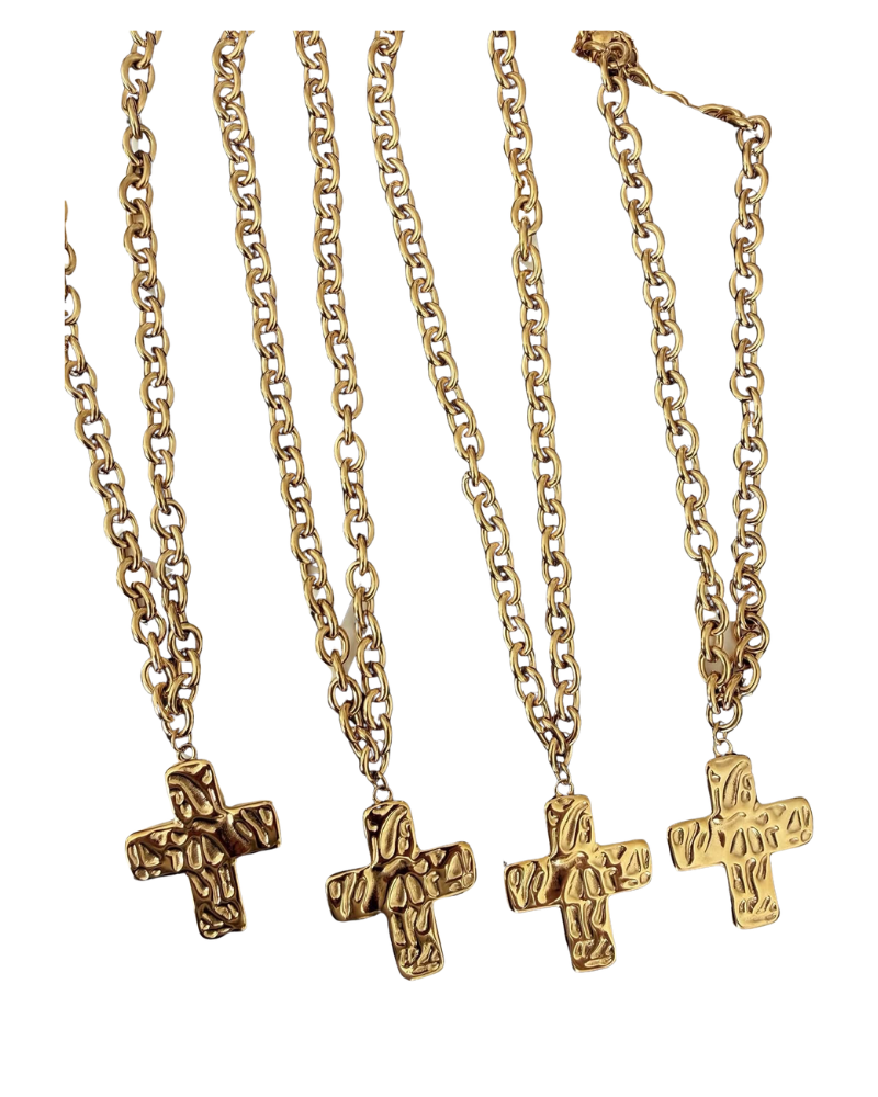 Hammered Cross Necklace