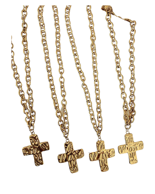 Hammered Cross Necklace