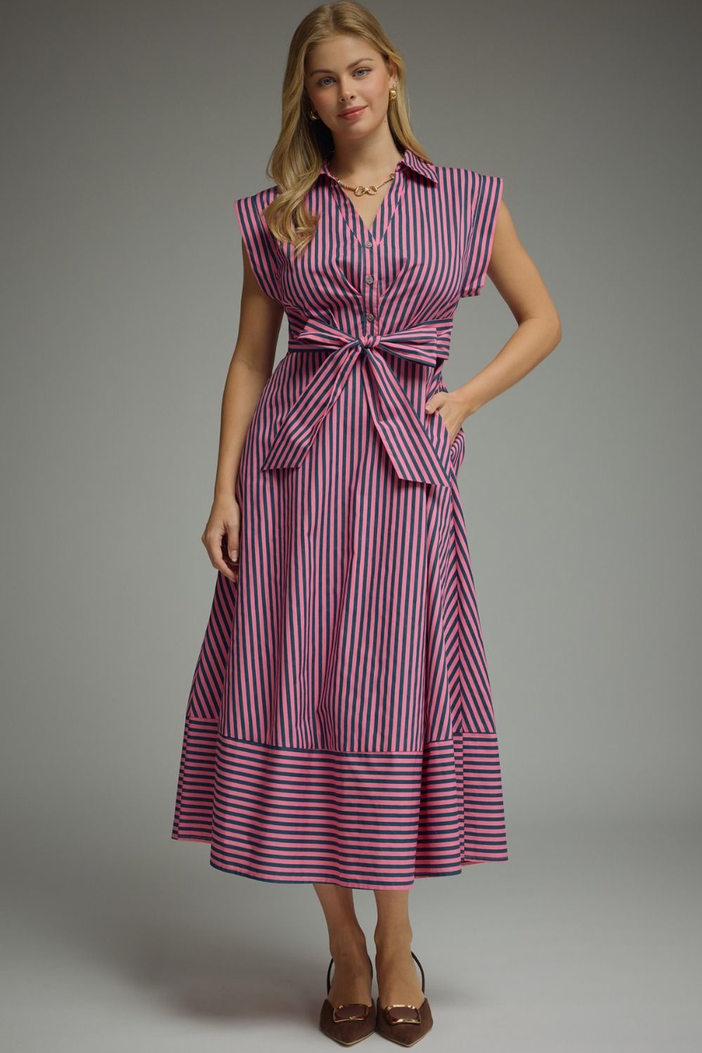 Pink/Blue Midi Dress
