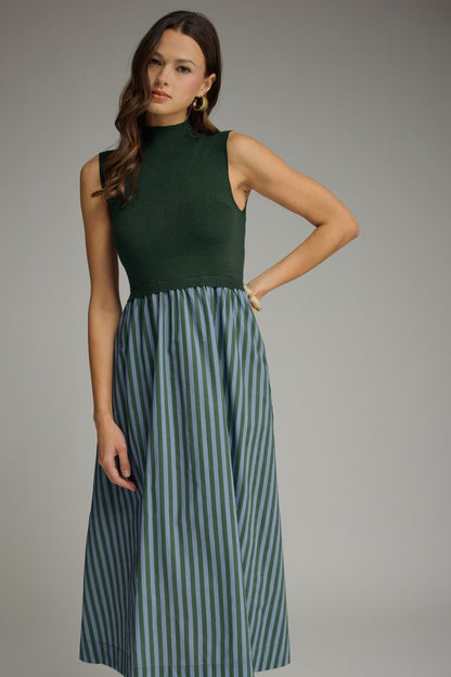 Green Striped Maxi Dress