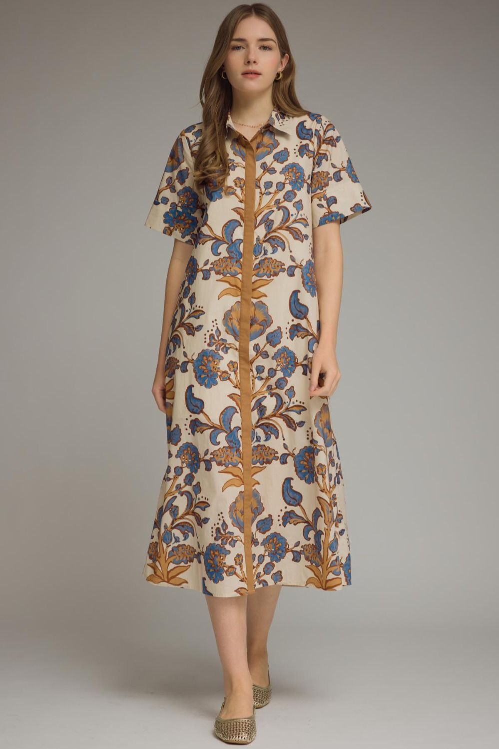 Cream Floral Print Maxi Dress