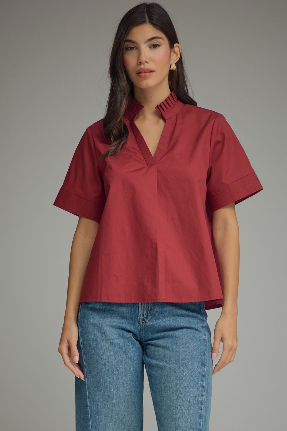 Black Pleated Neck Top