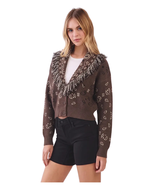 Espresso Boho Style Knit Cardigan