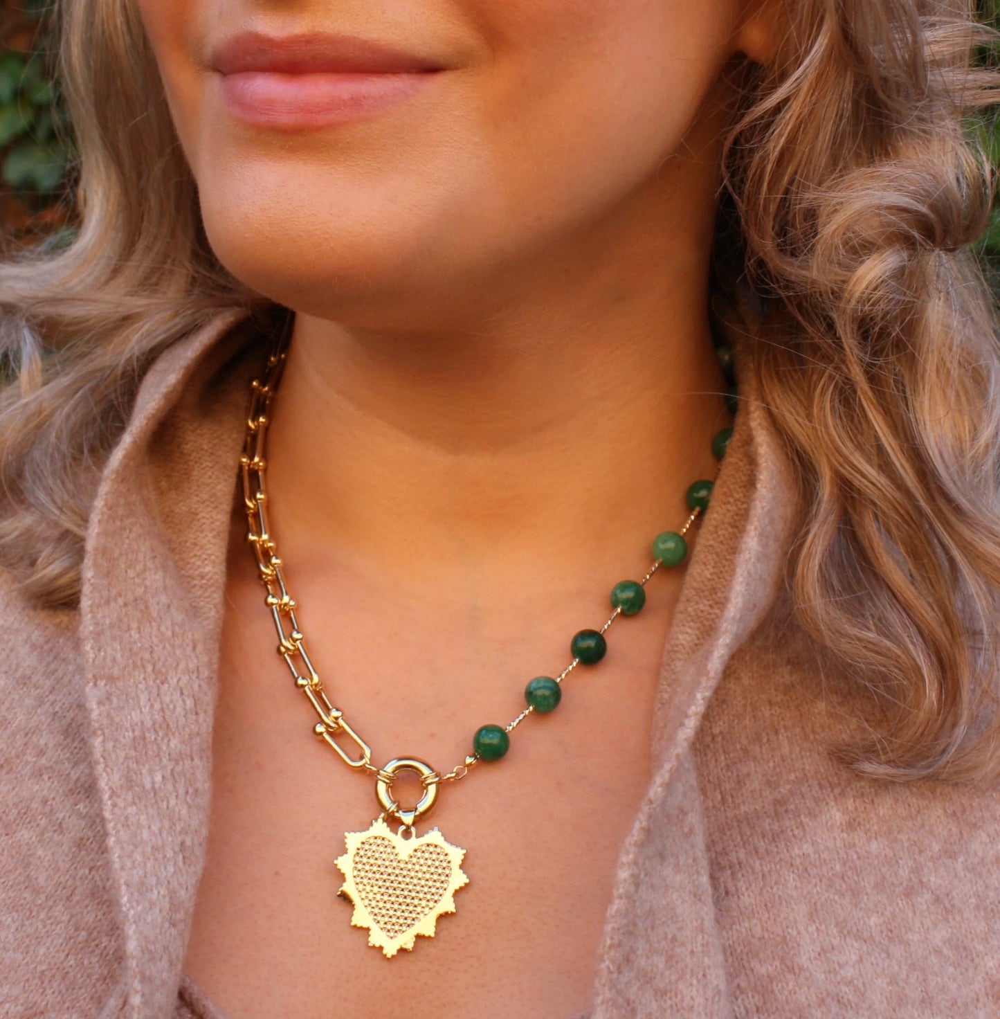 Intricate Green Heart Necklace