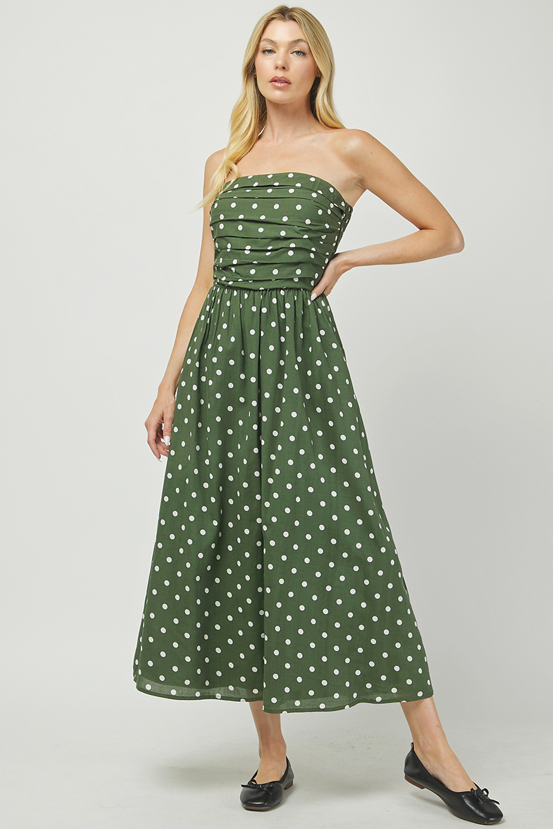 Olive Polka Dot Maxi Dress