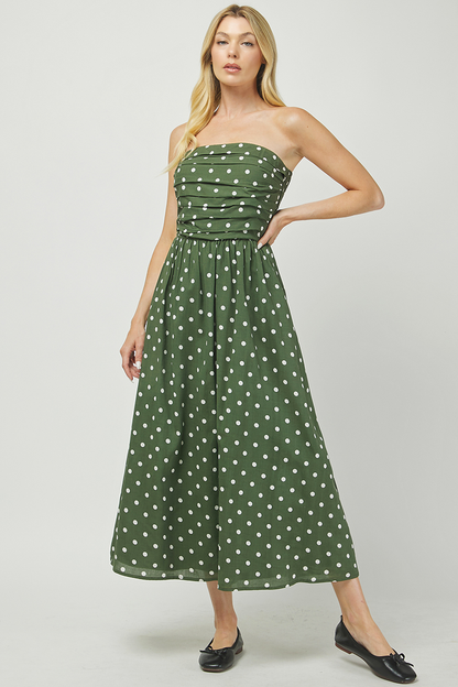 Olive Polka Dot Maxi Dress