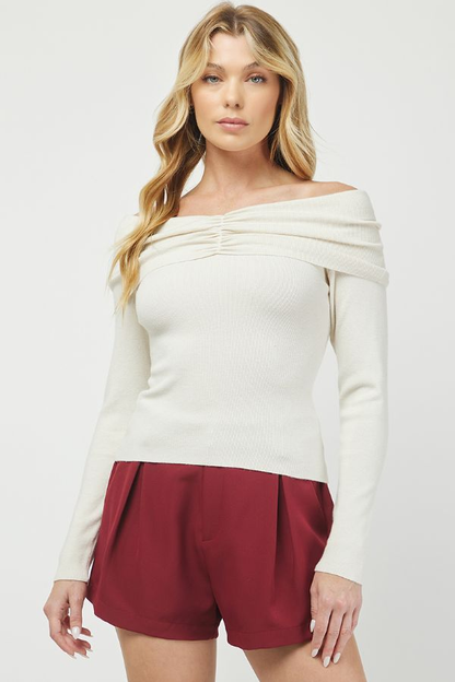 Cream Off Shoulder Sweater
