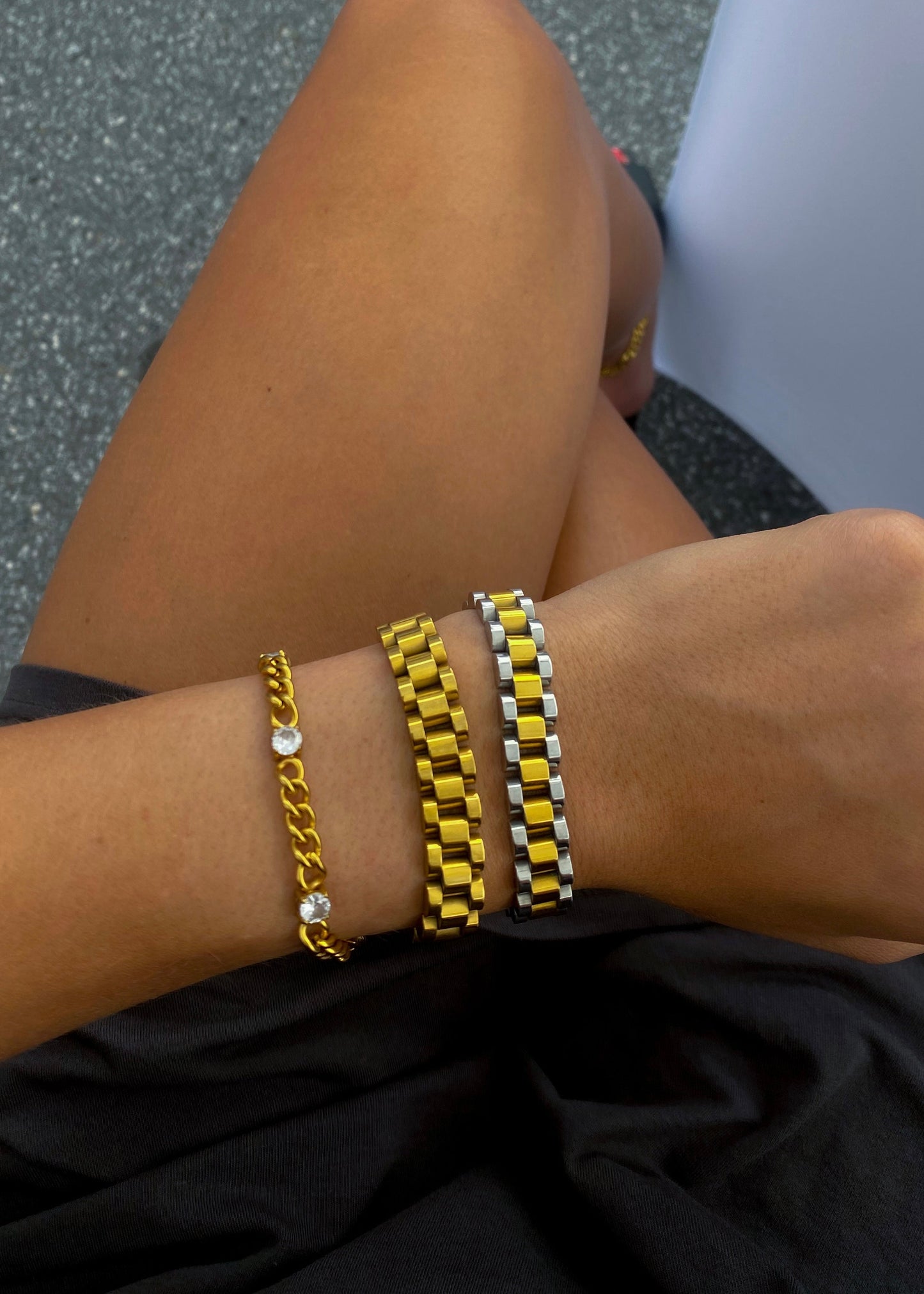 Thin Two Tone Watch Band Bracelet