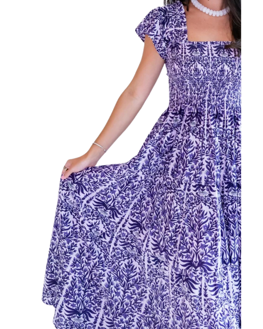Lil Smocked Maxi Dress Blossom Purple