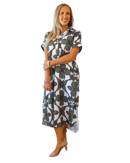 Olive/White Midi Dress