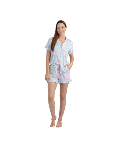 Oh Mahjong Ruffle Short Pajama Set