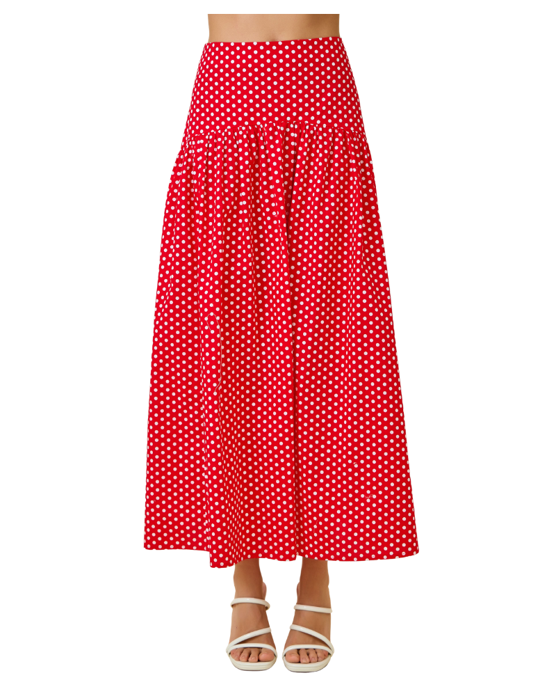 Red/White Polka Dot Maxi Skirt