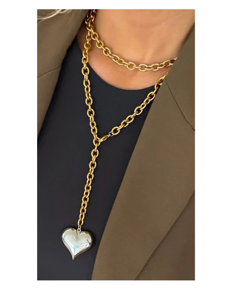 Two Toned Heart Necklace